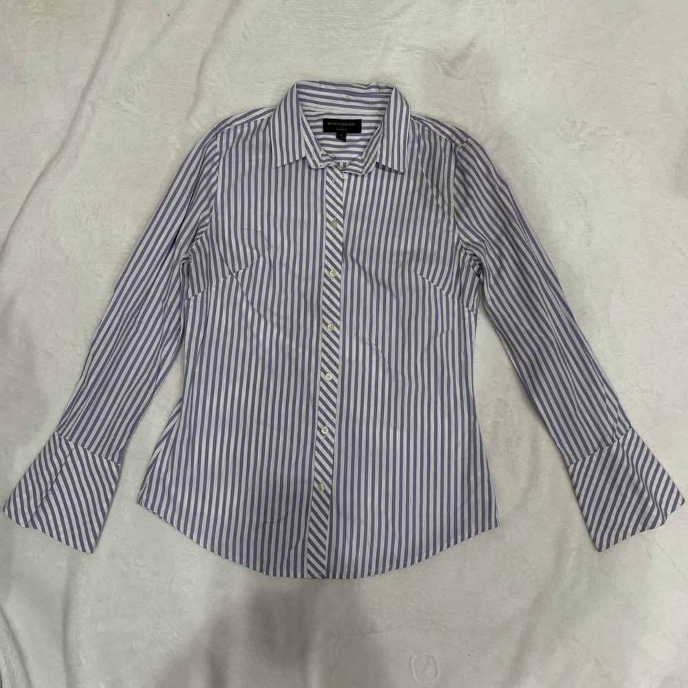 Banana Republic Purple Striped Long Sleeve Button Up